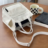 Chic White Canvas Tote Bag for Women - Versatile Shoulder & Crossbody Handbag, Perfect for School, Work, and Everyday Outings