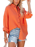 Solid Color Button Front Shirt, Casual Long Sleeve Shirt For Spring & Fall, Women's Clothing