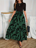 Feminine Floral Print Dress - Comfortable Crew Neck & Short Sleeves - Perfect for Spring & Summer - Timeless Elegant Style - Womens Wardrobe Essential