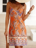 Paisley Print Cami Dress, Boho Holiday Sleeveless V Neck Dress, Women's Clothing