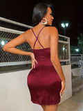 Backless Bodycon Mini Dress, Elegant Sleeveless Dress For Party & Club, Women's Clothing