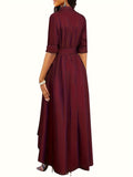 Stylish Tie Waist A-Line Shirt Dress - Elegant Long Sleeve, Button Front, Fall & Winter Essential - Comfortable, Versatile, and Chic Women's Clothing for Everyday Wear