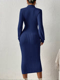 Elegant Long-Sleeve Turtleneck Bodycon Dress - Comfortable, Durable Knit for Chic Winter Style, Easy Maintenance