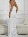 Elegant Skinny Sequined Dress, Sleeveless Floor Length Dress For Party & Banquet, Women's Clothing