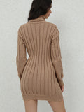 Cozy Ribbed Turtleneck Sweater Dress - Soft, Casual, Long Sleeve, Solid Color, Women's Comfortable Clothing for Daily Wear - Perfect for Fall and Winter Seasons