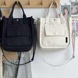 Chic White Canvas Tote Bag for Women - Versatile Shoulder & Crossbody Handbag, Perfect for School, Work, and Everyday Outings