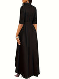 Stylish Tie Waist A-Line Shirt Dress - Elegant Long Sleeve, Button Front, Fall & Winter Essential - Comfortable, Versatile, and Chic Women's Clothing for Everyday Wear