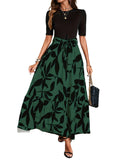 Feminine Floral Print Dress - Comfortable Crew Neck & Short Sleeves - Perfect for Spring & Summer - Timeless Elegant Style - Womens Wardrobe Essential