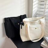 Spacious Canvas Tote Bag - Stylish Women's Shoulder Handbag with Zip Closure, Polyester Lining, and Durable Construction for Everyday Commuting, Travel, and Shopping - Easy to Clean and Water Resistant