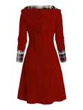 Chic Plaid Hooded Dress - Long Sleeve A-Line Style with Trendy Splicing - Perfect Casual Wear for Women - Autumn/Winter Fashion Staple