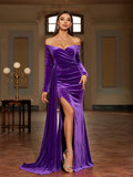 Elegant Asymmetrical Off Shoulder Dress for Party & Banquet, Women's Split Thigh Clothing