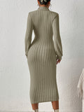 Elegant Long-Sleeve Turtleneck Bodycon Dress - Comfortable, Durable Knit for Chic Winter Style, Easy Maintenance