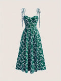 Chic Summer A-line Floral Dress with Sweetheart Neck - Strapless, Easy Maintenance, Women's Non-Sheer Cami Style