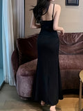 Ruched Bodycon Cami Dress - Women's Clothing - Elegant Sleeveless V Neck Party Dress with Split Thigh, Flattering Fit, and Chic Design for Banquet and Special Occasions