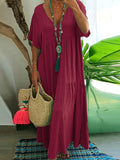 Zjkrl  -  Plus Size V-Neck Ruched Tiered Dress - Flattering & Loose Fit for Spring & Summer - Casual Short Sleeve, Solid Color, Womens Plus Size Fashion
