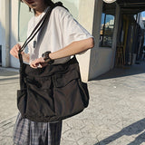 Vintage-Inspired Canvas Messenger Bag - Spacious Multi-Pocket Crossbody Bag with Zipper Closure - Perfect for Casual Travel, Daily Commute, and Outdoor Activities