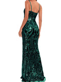 Elegant Skinny Sequined Dress, Sleeveless Floor Length Dress For Party & Banquet, Women's Clothing