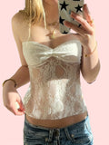 Floral Lace Tube Top - Elastic Gathered Design - Versatile Sleeveless Summer Top - Breathable & Comfortable Women's Fashion