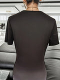 Gradient Print Cut Out Dress, Short Sleeve Bodycon Dress, Women's Clothing