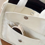Chic White Canvas Tote Bag for Women - Versatile Shoulder & Crossbody Handbag, Perfect for School, Work, and Everyday Outings