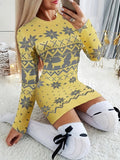 Elegant Christmas Deer Bodycon Dress - Cozy, Durable & Chic for Holiday Seasons, Ideal for Spring/Fall Celebrations