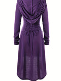 Zjkrl  -  Gothic Hooded Cosplay Dress, Long Sleeve Dress For Halloween, Party, Performance, Women's Clothing