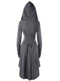 Zjkrl  -  Gothic Hooded Cosplay Dress, Long Sleeve Dress For Halloween, Party, Performance, Women's Clothing