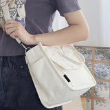 Chic White Canvas Tote Bag for Women - Versatile Shoulder & Crossbody Handbag, Perfect for School, Work, and Everyday Outings