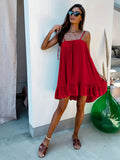 Lightweight Ruffle Hem Backless Cami Dress - Flowy & Versatile for Summer & Spring - Casual Womens All-Season Wardrobe Staple