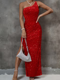 Sexy One Shoulder Sleeveless Party Dress - Split High Design, Elegant Women's Clothing for Night Out, Formal Occasions - Perfect for Dancing, Cocktail Parties, and Special Events