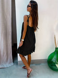 Lightweight Ruffle Hem Backless Cami Dress - Flowy & Versatile for Summer & Spring - Casual Womens All-Season Wardrobe Staple
