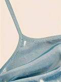 Sensual Ruched Backless Heart Slit Halter Crop Top - Sparkling Rhinestone Embellished, Slim-Fitting, Sleeveless, Sexy Spring & Summer Essential - Women's Fashion Clothing for Warm Weather
