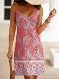 Paisley Print Cami Dress, Boho Holiday Sleeveless V Neck Dress, Women's Clothing