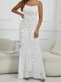 Elegant Skinny Sequined Dress, Sleeveless Floor Length Dress For Party & Banquet, Women's Clothing