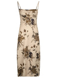 Flirty Floral Print Ruched Bodycon Dress - Alluring Spaghetti Strap Design - Figure-Flattering Womens Clothing with Vibrant Pattern and Elegant Ruched Detail