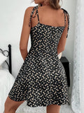 V neck Floral Print Cami Dress - Lightweight & Flowy Ruched Design - Perfect for Summer Vacations, Adjustable Straps Womens Sundress