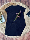 Vibrant Solid Color Crew Neck Dress - Women's Casual Short Sleeve Dresses for Spring & Summer - Comfortable, Breathable, Easy Care Clothing for Everyday Wear