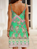 Paisley Print Cami Dress, Boho Holiday Sleeveless V Neck Dress, Women's Clothing