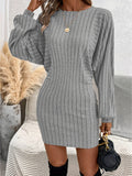 Flattering Striped Bodycon Dress - Women's Long Sleeve Crew Neck Casual Dresses for Daily Wear - Comfortable, Stretchy, and Versatile Fashion Clothing