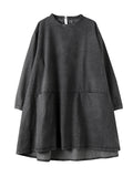 Zjkrl - Urban Split-Joint A-Line Long Sleeves Mini Dress