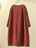 10 Colors Vintage Solid Color Split-Joint Mini Dress Corduroy Dress