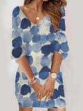 Zjkrl - Original Printed Contrast Color Polka-Dot Half Sleeves Mini Dress