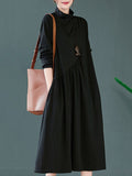 Zjkrl - Original Solid High-Neck Knitting Dress