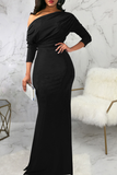 Zjkrl - White Street Solid Patchwork One Shoulder Trumpet Mermaid Dresses