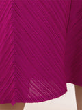 Zjkrl - Long Sleeves Loose Embroidered Pleated Solid Color Round-Neck Midi Dresses