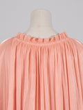 Zjkrl - High-Low Loose Floral Pleated Split-Joint Stand Collar Mini Dresses
