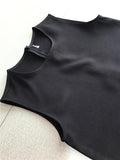 Zjkrl - Loose Sleeveless Falbala Solid Color Split-Joint Zipper Round-Neck Mini Dresses