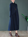 Zjkrl - Original Solid High-Neck Knitting Dress