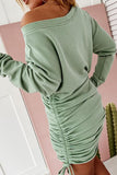 Zjkrl - Street Solid Patchwork Frenulum O Neck Pencil Skirt Dresses(6 Colors)