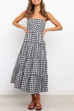 Zjkrl - Fashion Sweet Solid Split Joint Spaghetti Strap A Line Dresses